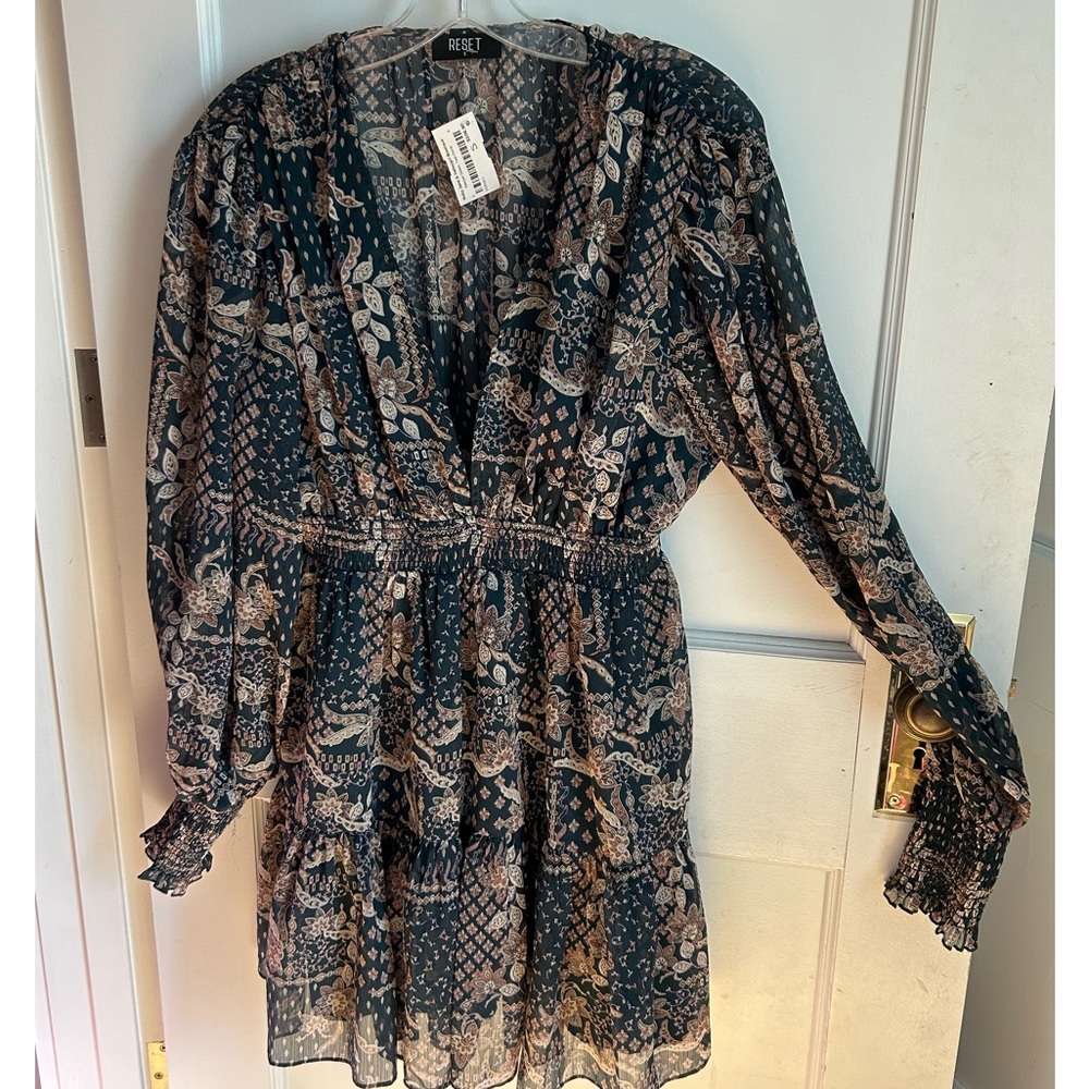 Sawyer Dress, Teal Floral, size small, brand Reset
